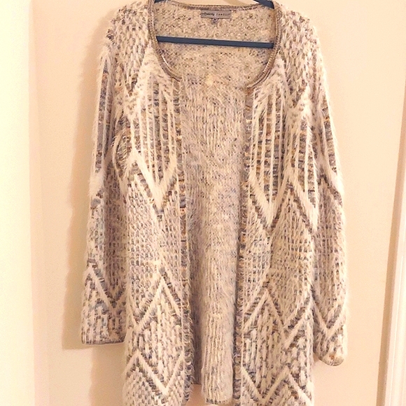 Absolutely Famous Sweaters - Absolutely Famous White M Eyelash Open Cardigan Sweater